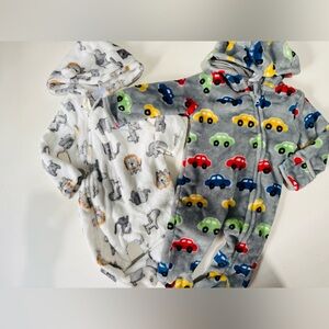 3-6 Months Footie Cozy Winter Baby Boy Cars & Lions Zippered Pajamas 2-Piece